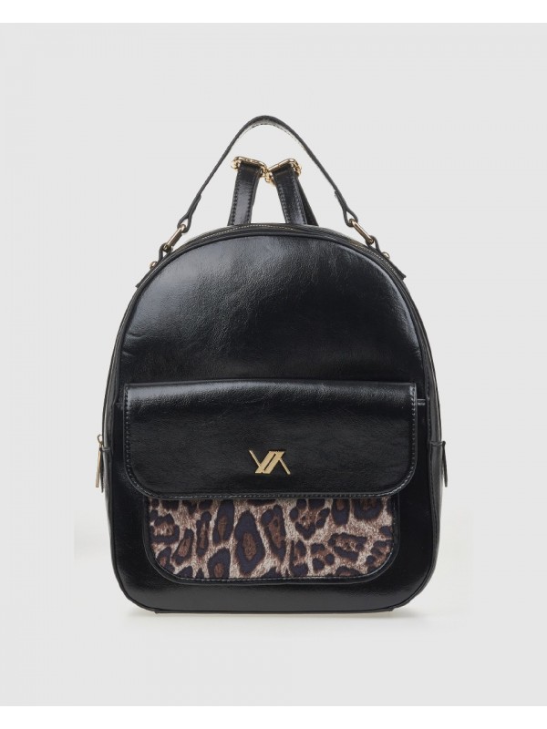 VERDE ΣΑΚΙΔΙΟ ΠΛΑΤΗΣ 16-8140  ANIMAL PRINT ΜΑΥΡΟ