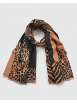 ΓΥΝΑΙΚΕΙΟ ΚΑΣΚΟΛ 06-1340  ANIMAL PRINT ΚΑΦΕ