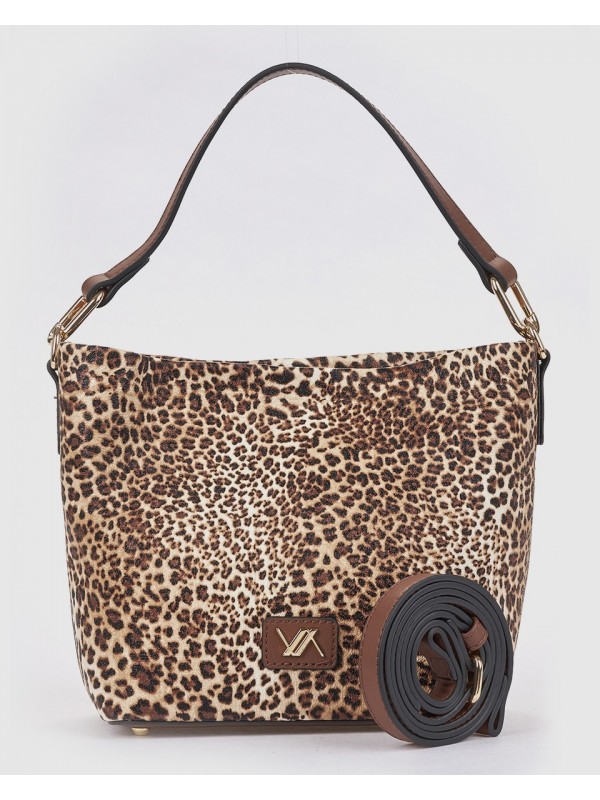Verde Γυναικεία Τσάντα Ώμου 16-8875 Animal Print Καφέ